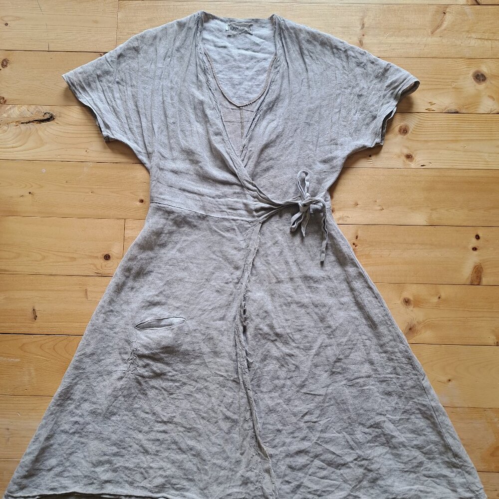 Handmade RAW LINEN Wrap dress
